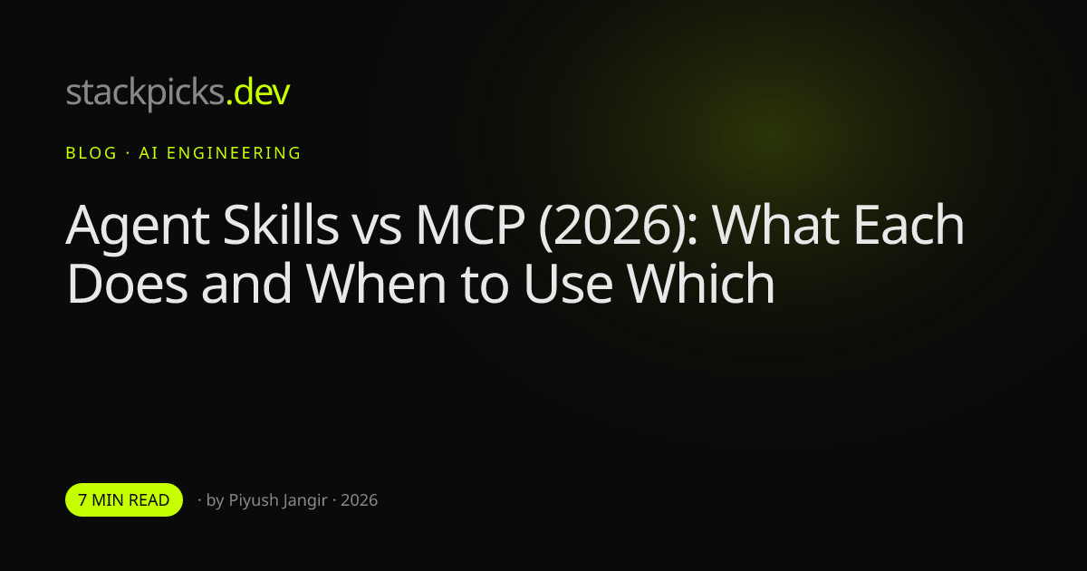 Agent Skills vs MCP (2026): What Each Does and When to Use Which