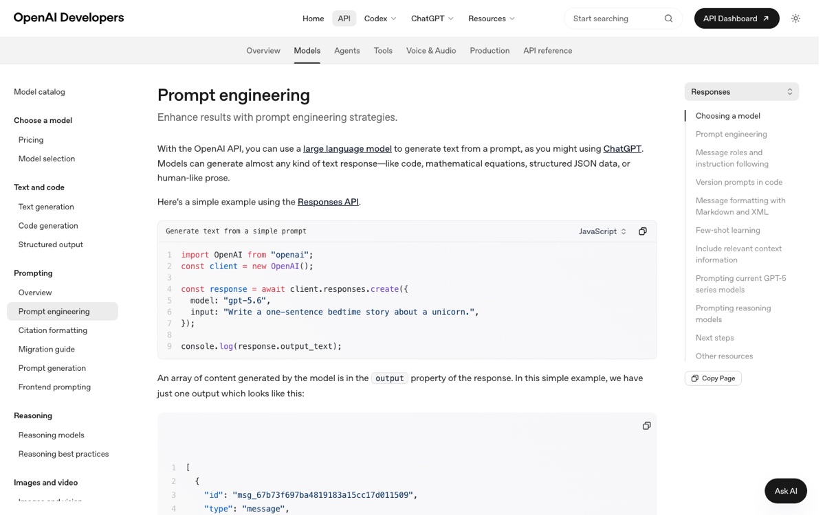 OpenAI's official prompt engineering documentation for the GPT-5 series