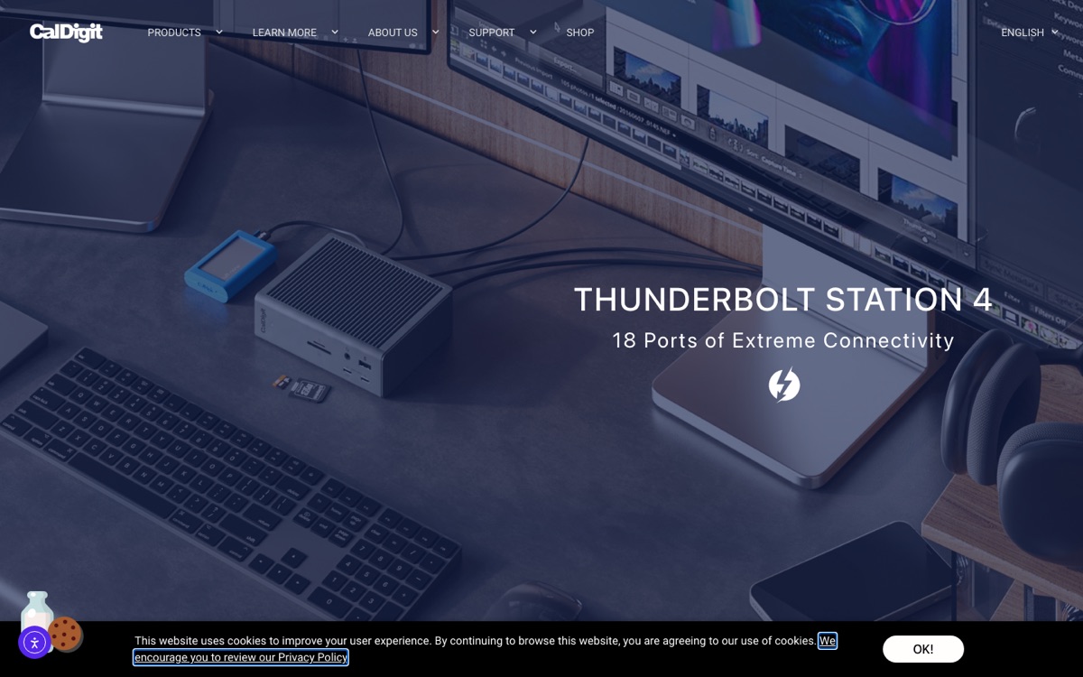 CalDigit Thunderbolt Station 4 official product page — 18 ports of connectivity