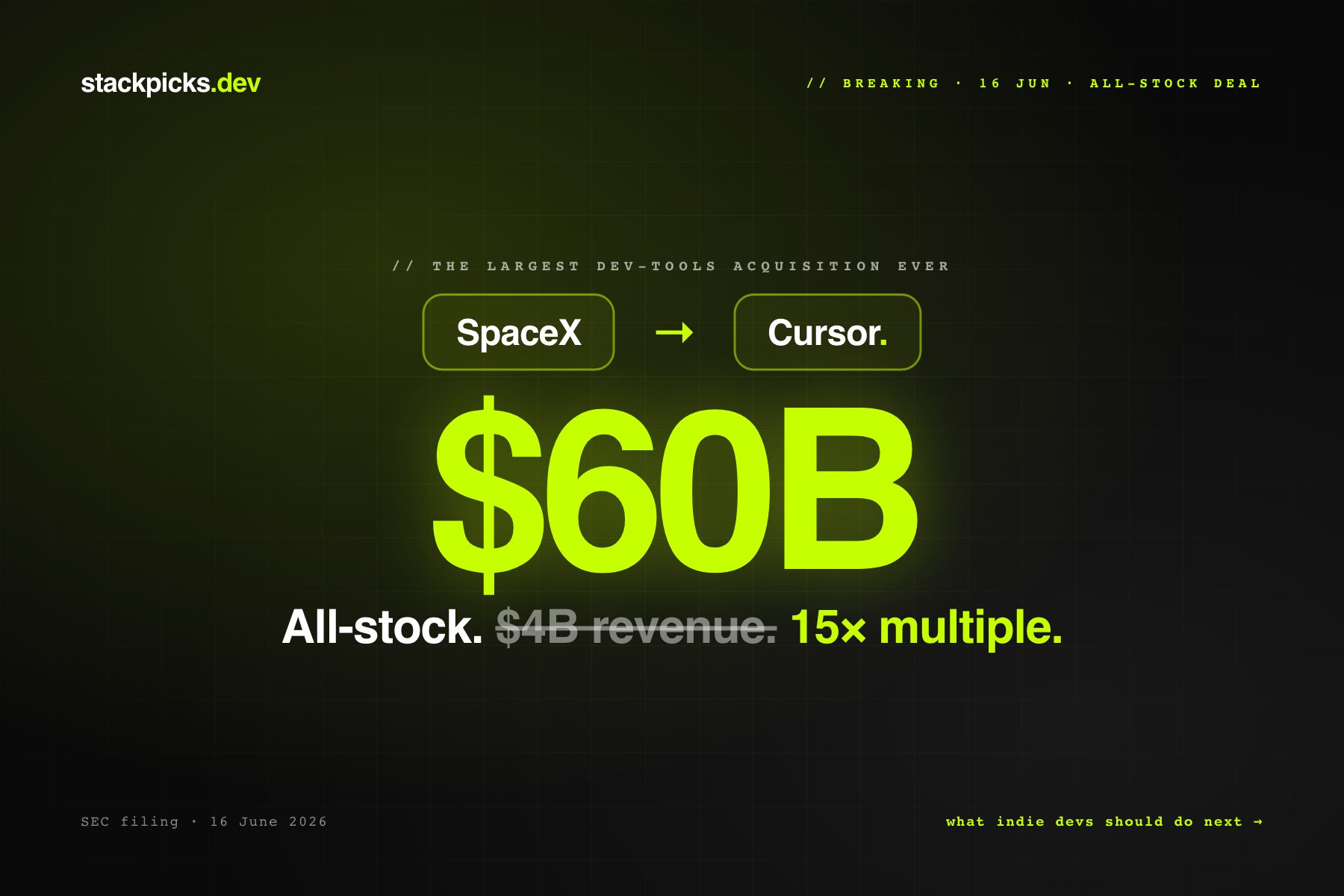 SpaceX acquires Cursor for $60 billion — all-stock deal at 15x revenue multiple