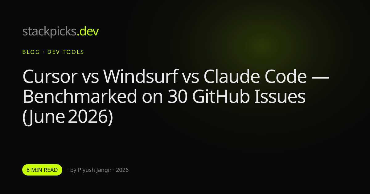 Cursor vs Windsurf vs Claude Code — Benchmarked on 30 GitHub Issues (June 2026)