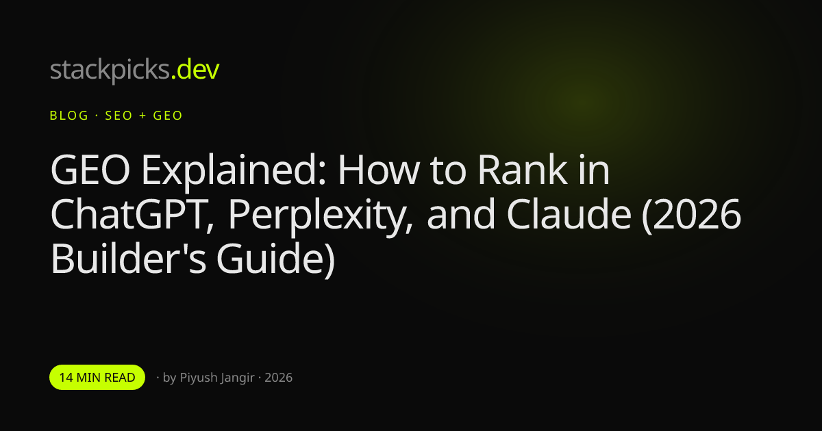 GEO Explained: How to Rank in ChatGPT, Perplexity, and Claude (2026 Builder's Guide)